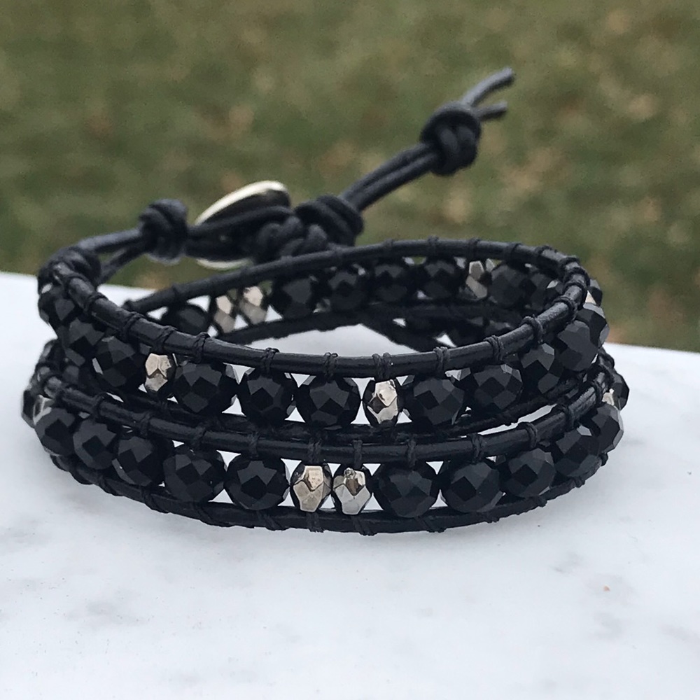 Faceted two-wrap bracelet